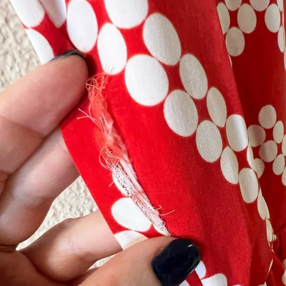 Red dress with white chevron dot print by Pink Owl, size S - Picture 6 of 9